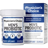 Physician's Choice Probiotics para Hombres, botella de 70B CFU para salud digestiva.