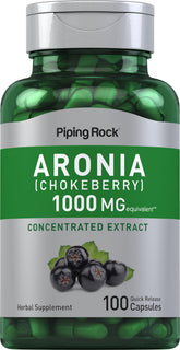 Piping Rock Aronia Cápsulas, frasco frontal, apoyo a un estilo de vida saludable