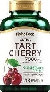 Piping Rock extracto cereza acida en cápsulas para apoyo a la rutina diaria.