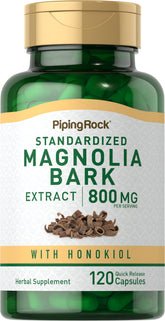Piping Rock extracto de corteza de magnolia en botella facilita el consumo diario.