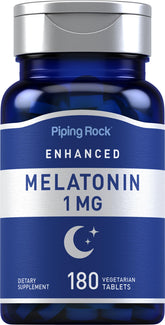 Piping Rock Melatonina en botella de 180 tabletas, formato cómodo para adultos
