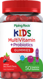 Piping Rock Niños Multivitamínico y Probiótico, botella, apoyo nutricional diario.