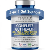 PLANT.O NUTRITION 4en1, botella y cápsulas para equilibrio intestinal y comodidad diaria.