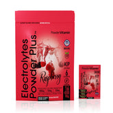 PowderVitamin Electrolytes frambuesa sobres: hidratación rápida para entrenamiento.