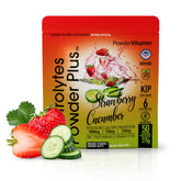 PowderVitamin Electrolytes en frasco 275 g con sabor fresa pepino para rehidratación.
