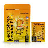 PowderVitamin electrolitos en paquetes de hidratación con sabor mandarina piña