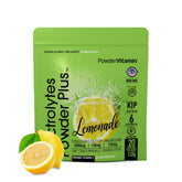 PowderVitamin Electrolytes: polvo de limón en vaso para hidratación saborizada y sin calorías.