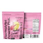 PowderVitamin Electrolytes Powder Plus frambuesa limón en envase frontal para hidratación sabrosa