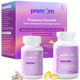 Premom Prenatal Vitaminas: close-up de tabletas para soporte nutricional diario durante el embarazo