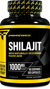 Primaforce Shilajit en bote de cápsulas para uso diario