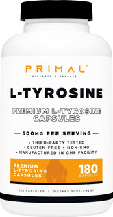 Primal L-Tirosina en frasco, cápsulas para claridad mental diaria