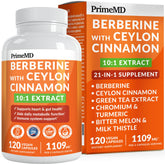 PrimeMD Berberina 21-en-1: cápsulas para apoyo de metabolismo y energía diaria.
