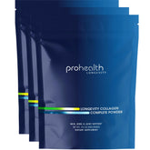 La botella ProHealth Longevity Collagen Complete para porciones diarias.