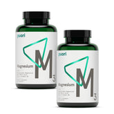 Puori Magnesium Complex en botella con cápsulas para soporte muscular y relajación.