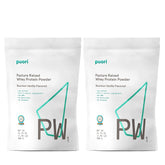 Puori PW1 Proteína de Suero, polvo de vainilla bourbon en lata, ideal para recuperación.