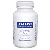 Pure Encapsulations Caprylic Acid frasco, apoyo digestivo suave.