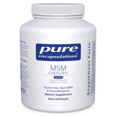 Pure Encapsulations MSM cápsulas, botella, posible apoyo a la movilidad diaria.