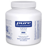 Pure Encapsulations MSM cápsulas: botella visible, uso diario para apoyar articulaciones.