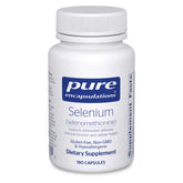 Botella de Pure Encapsulations Selenium con 180 cápsulas para uso diario.