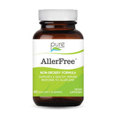 Pure Essence Labs AllerFree: frasco con cápsulas para apoyo estacional sin somnolencia.