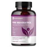 Pure Resveratrol, botella: posible apoyo a la salud cardiovascular y general.