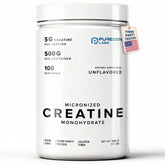 Puregen Labs creatina monohidrato micronizada en envase 500 g para disolución rápida.