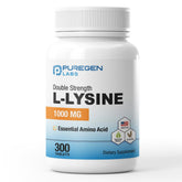Frasco de Puregen Labs Lisina 1000 mg para apoyo diario de piel e inmunidad