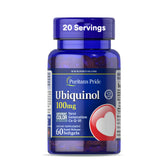 Puritan's Pride Ubiquinol forma activa: botella con absorción mejor y antioxidante cotidiano.