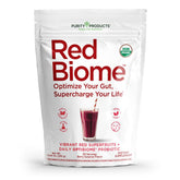Purity Red Biome, botella frontal, apoyo digestivo diario.