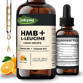 Q'ankyaq Leucina HMB líquido sin sabor en bote, absorción rápida para entrenar.