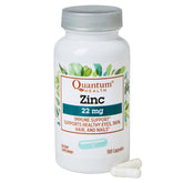Quantum Zinc Gluconato 22mg cápsulas en botella para apoyo diario del sistema inmune.