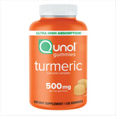 Gominolas Qunol de cúrcuma, sabor naranja cremoso para consumo diario.