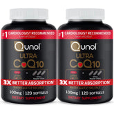 Qunol Ultra CoQ10: botella de 240 cápsulas con mayor absorción para energía diaria.