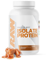 RAW Proteína Aislada de Suero, frasco; ideal para recuperación muscular.