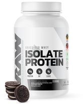 RAW Proteína de Suero Aislada en bote con sabor Galletas y Crema para recuperación posentrenamiento