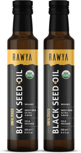 RAWYA Aceite de semilla negra en botella de vidrio con sabor intenso para la cocina.