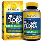 Renew Life Ultimate Care: frasco de cápsulas para digestión e inmunidad.