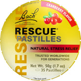 RESCUE Bach pastillas arándano, frontal, alivio suave del estrés en momentos ocupados