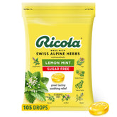 Ricola pastillas sin azúcar limón menta para alivio suave de la garganta.