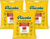 Ricola sin azúcar, empaque de hierbas montañosas, alivio suave para la tos ocasional.