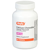 Rugby Laboratories calcio tableta masticable sabor naranja, frente del envase práctico.