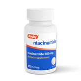 Rugby Laboratories Niacinamida 500 mg, tableta en bote, apoyo diario de nutrición.