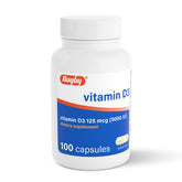 Rugby Laboratories Vitamina D3 5000 UI en cápsulas para apoyo inmunitario y óseo.