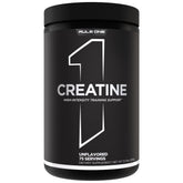Rule 1 Proteins Creatine, polvo micronizado en lata, ideal para entrenamientos de alta intensidad.