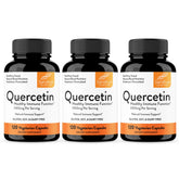 Sandhu's Quercetina: botella frontal con etiqueta clara y dosis de 500 mg por cápsula
