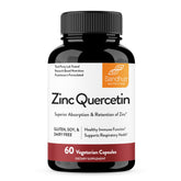 Sandhu's Zinc Quercetin cápsulas, envase visible, apoyo inmunitario y antioxidante potencial.
