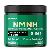 Satoomi NMNH, botella de cápsulas para uso diario y apoyo general.