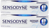 Sensodyne Repair & Protect frente, protección diaria con fluoruro.