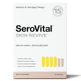 Serovital Skin Revive, botella vertiendo, para apoyar la hidratación y luminosidad de la piel.