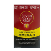 Seven Seas Aceite de Hígado de Bacalao cápsulas en bote, fácil complemento diario.